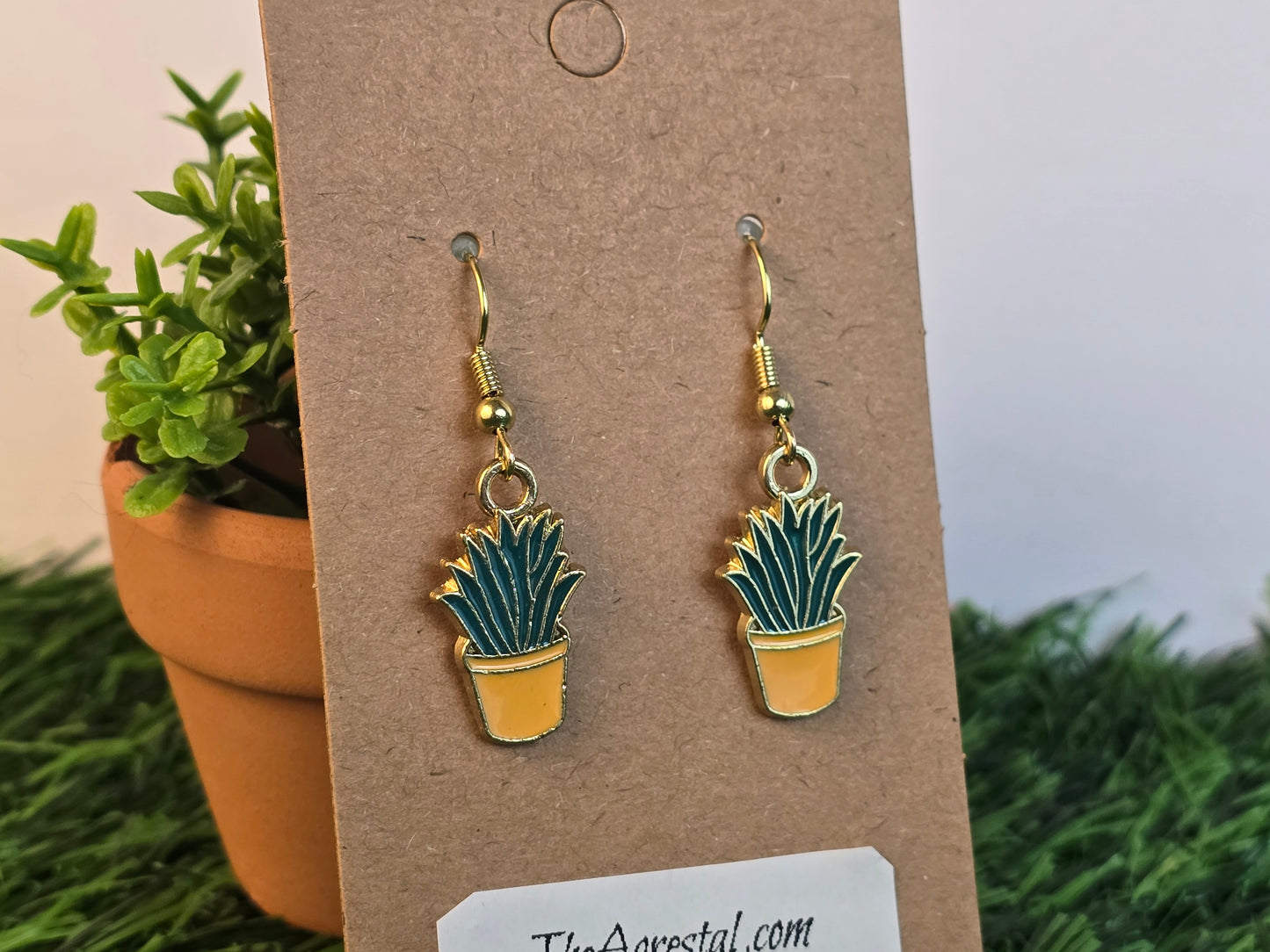 Succulent in pot earrings