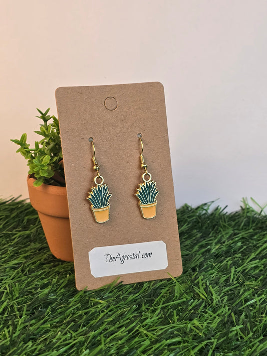 Succulent in pot earrings