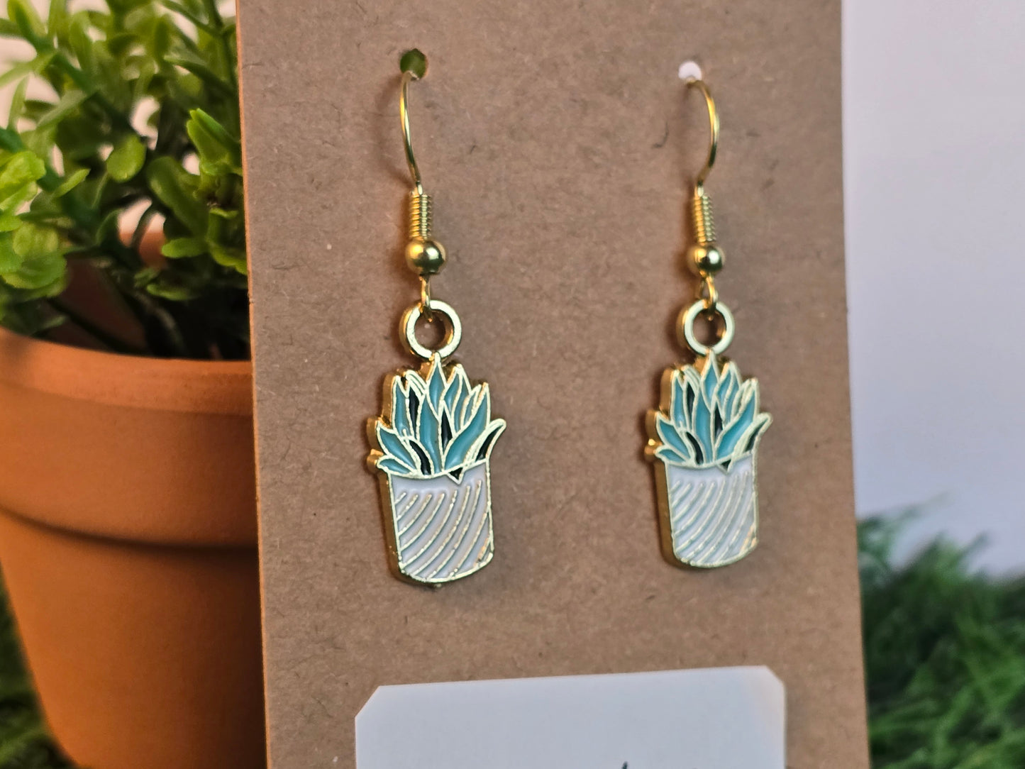 Suculent in pot earrings