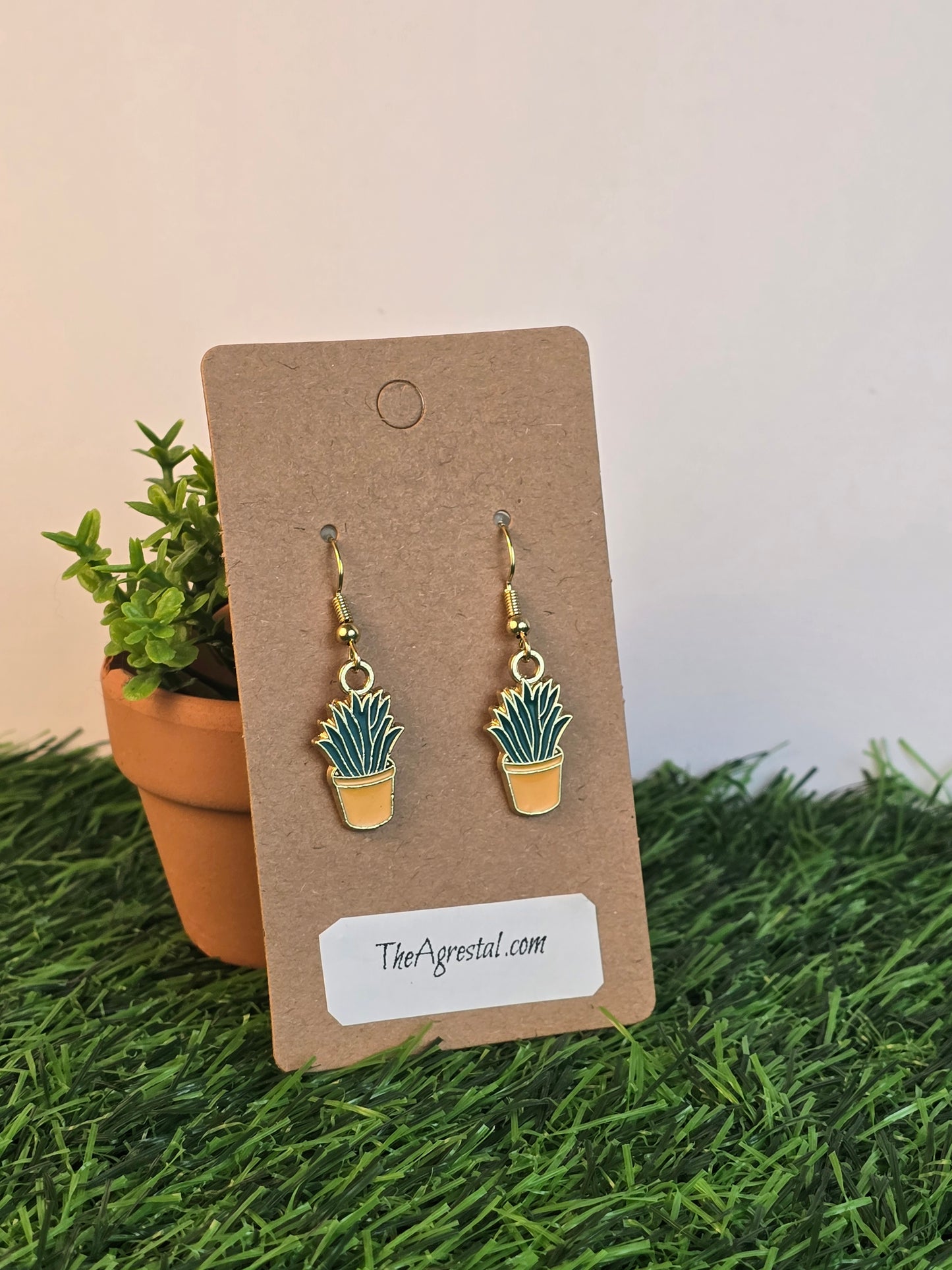 Succulent in pot earrings