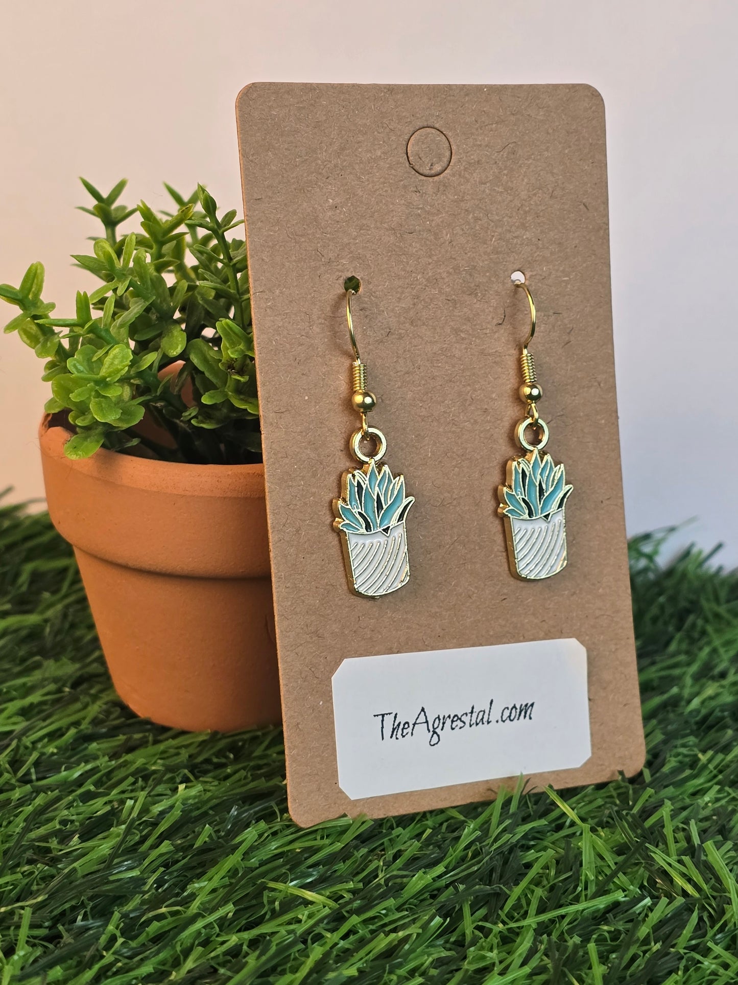 Suculent in pot earrings