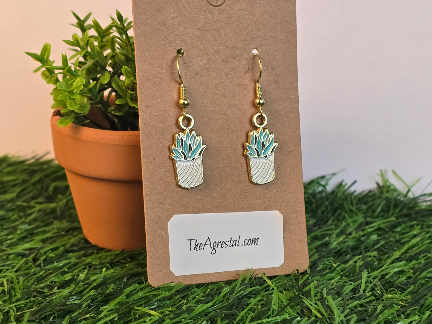 Suculent in pot earrings