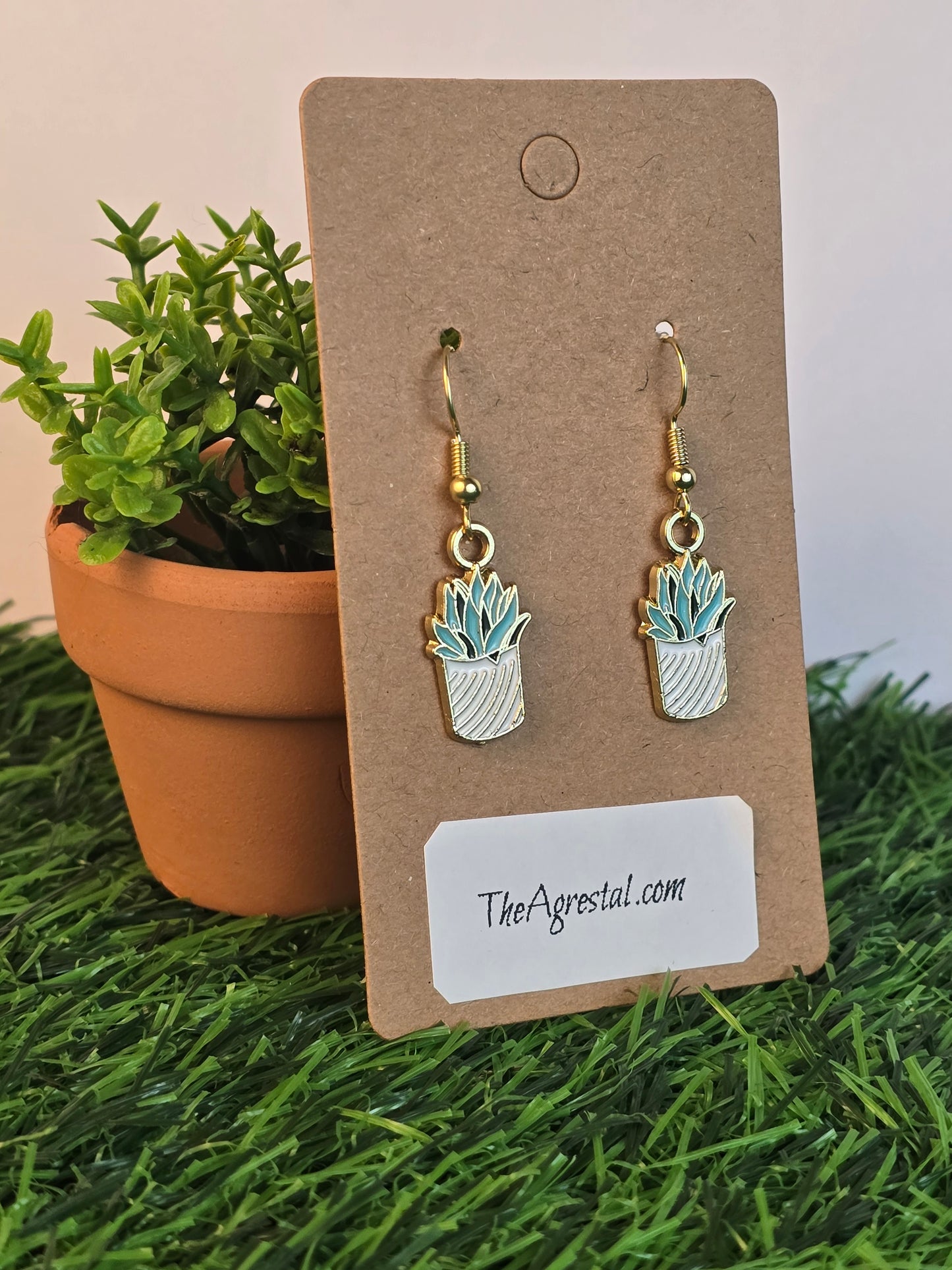 Suculent in pot earrings