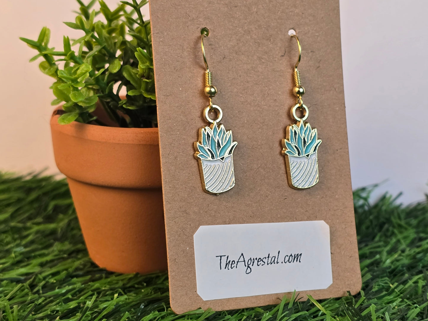 Suculent in pot earrings